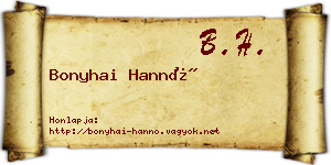 Bonyhai Hannó névjegykártya